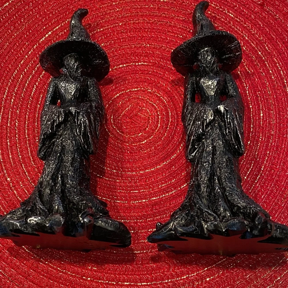 NIB Set of 2 Black Collectible Gothic Tree Witches